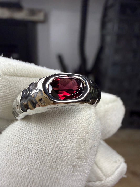 Bague grenat cerise