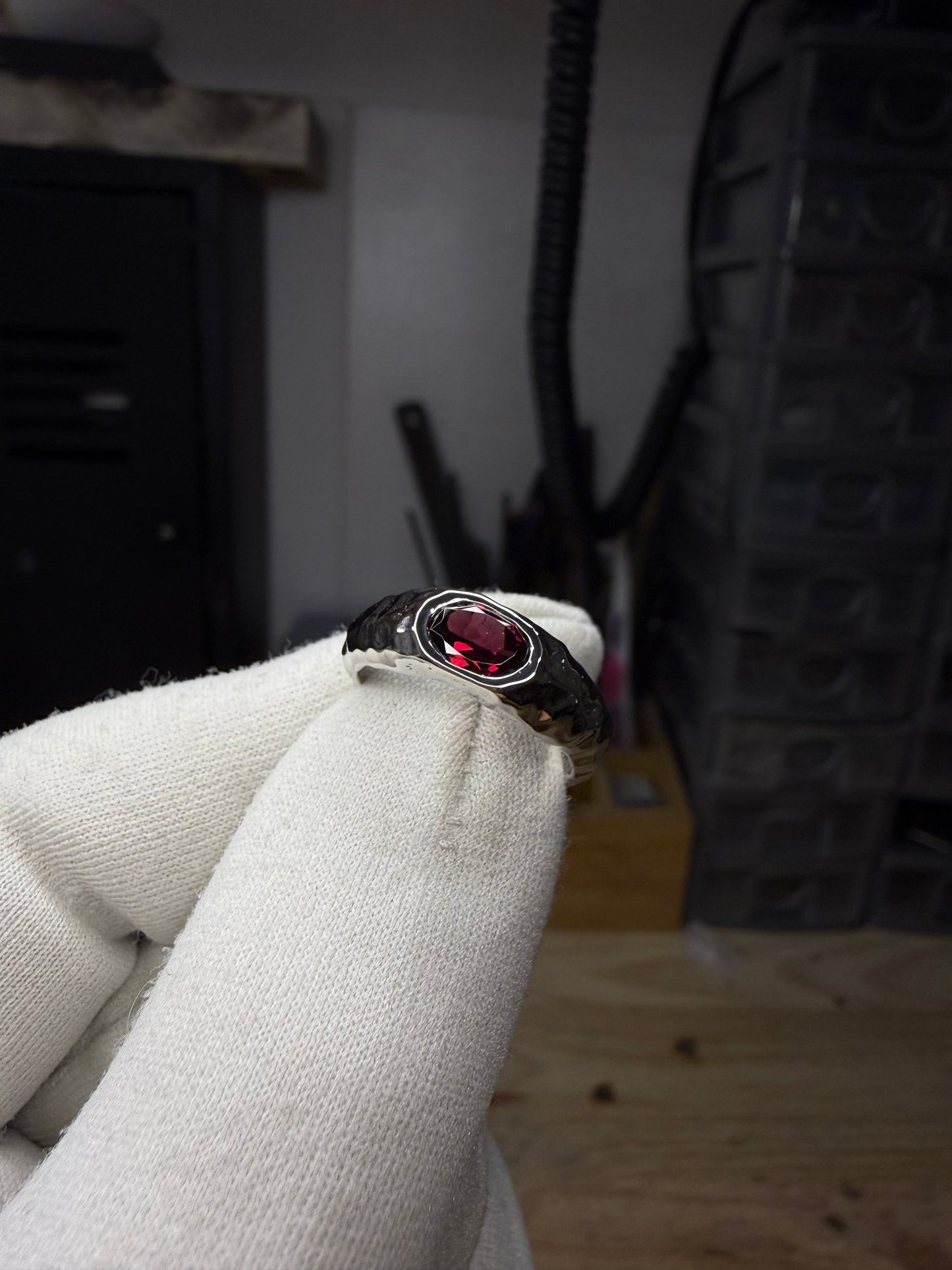 Bague grenat cerise