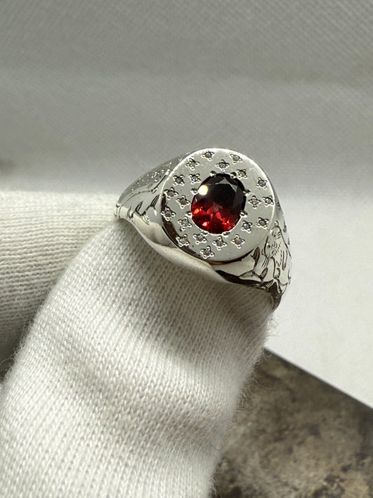 Chevalière personnalisé grenat ￼