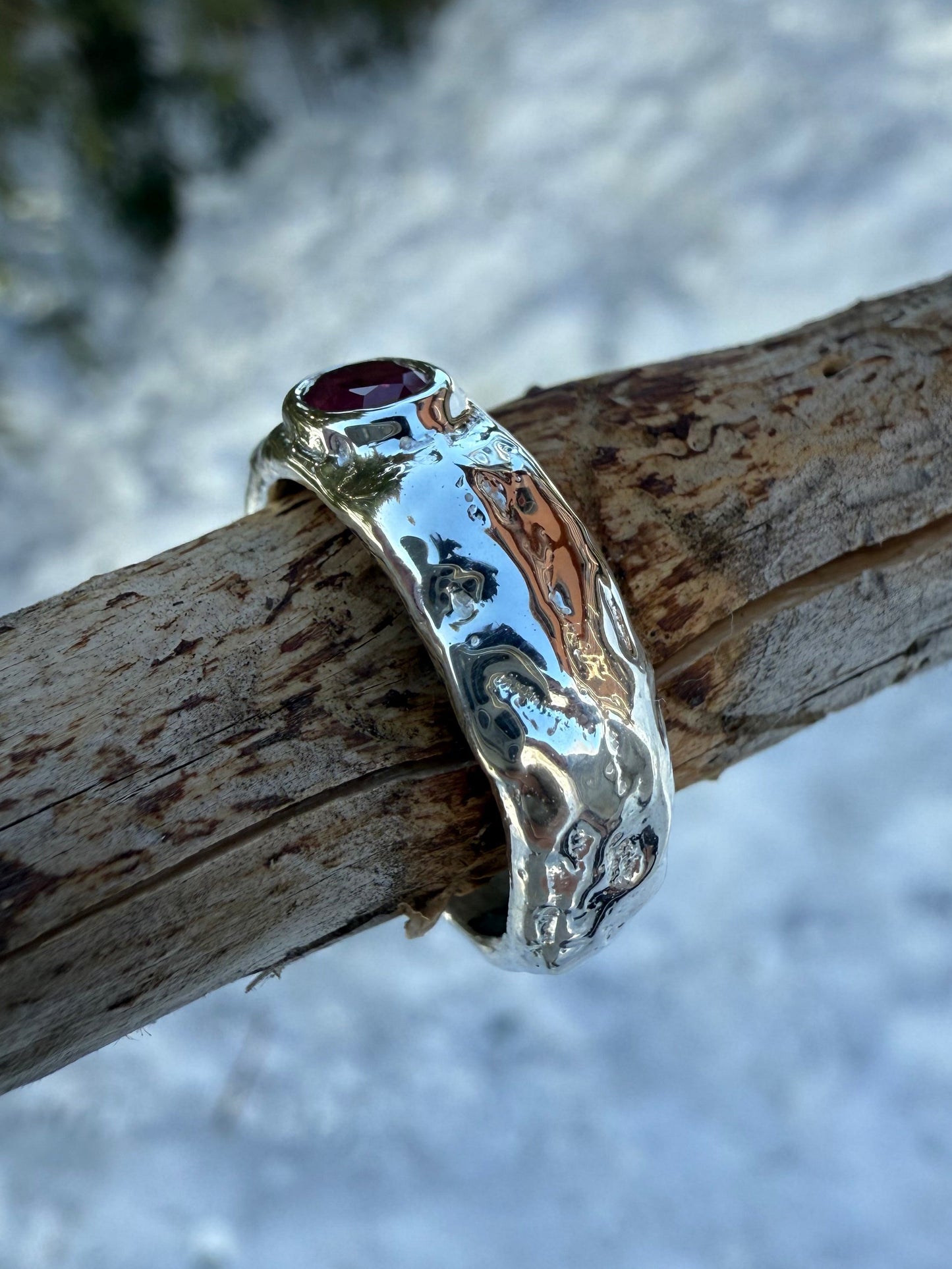 Anneaux brutus Rubis Naturel