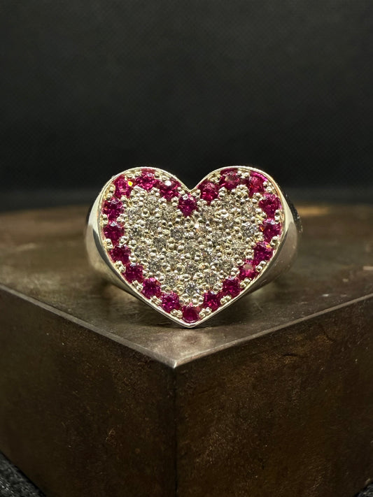 Chevalière Coeur pavage