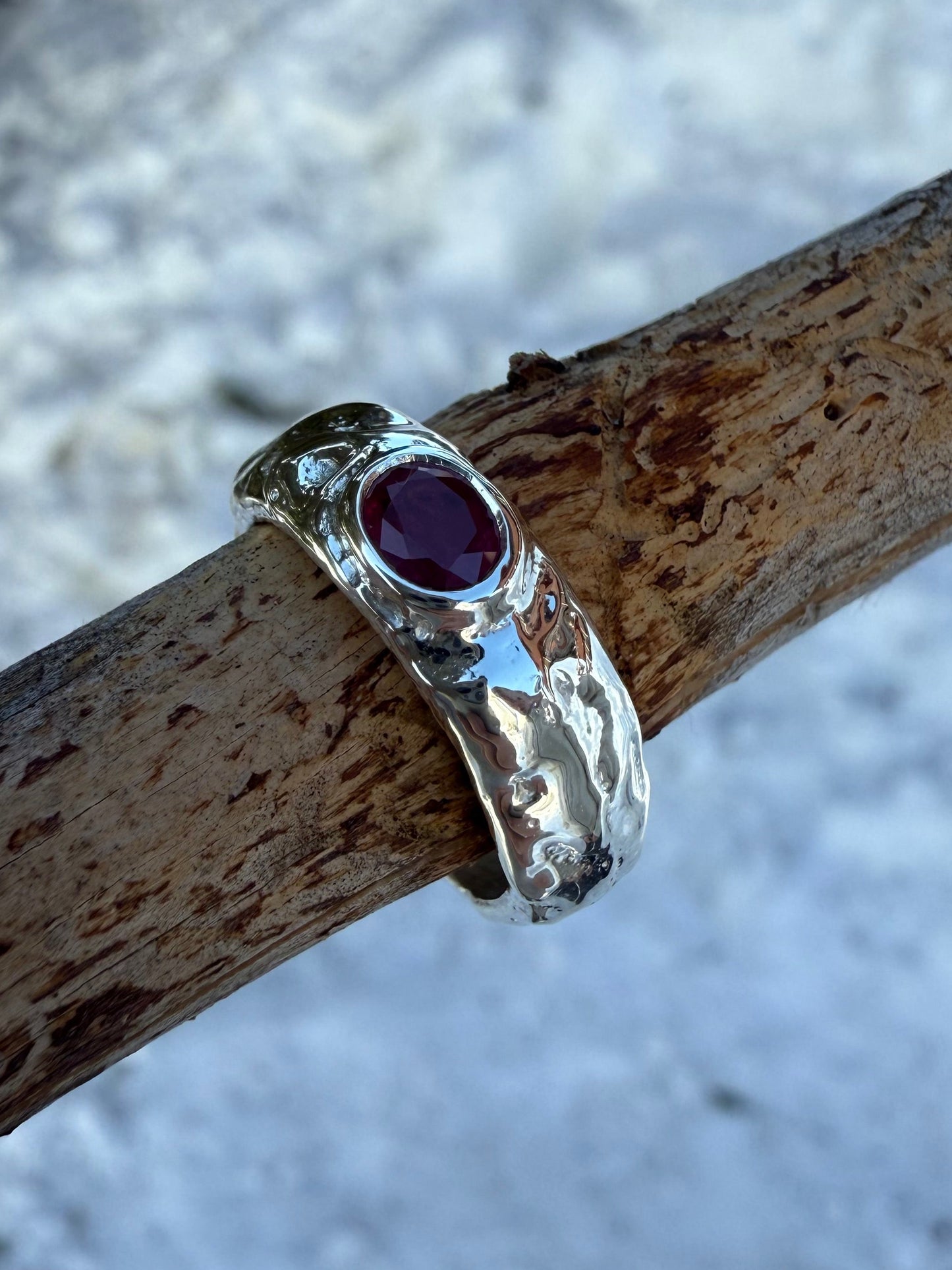 Anneaux brutus Rubis Naturel