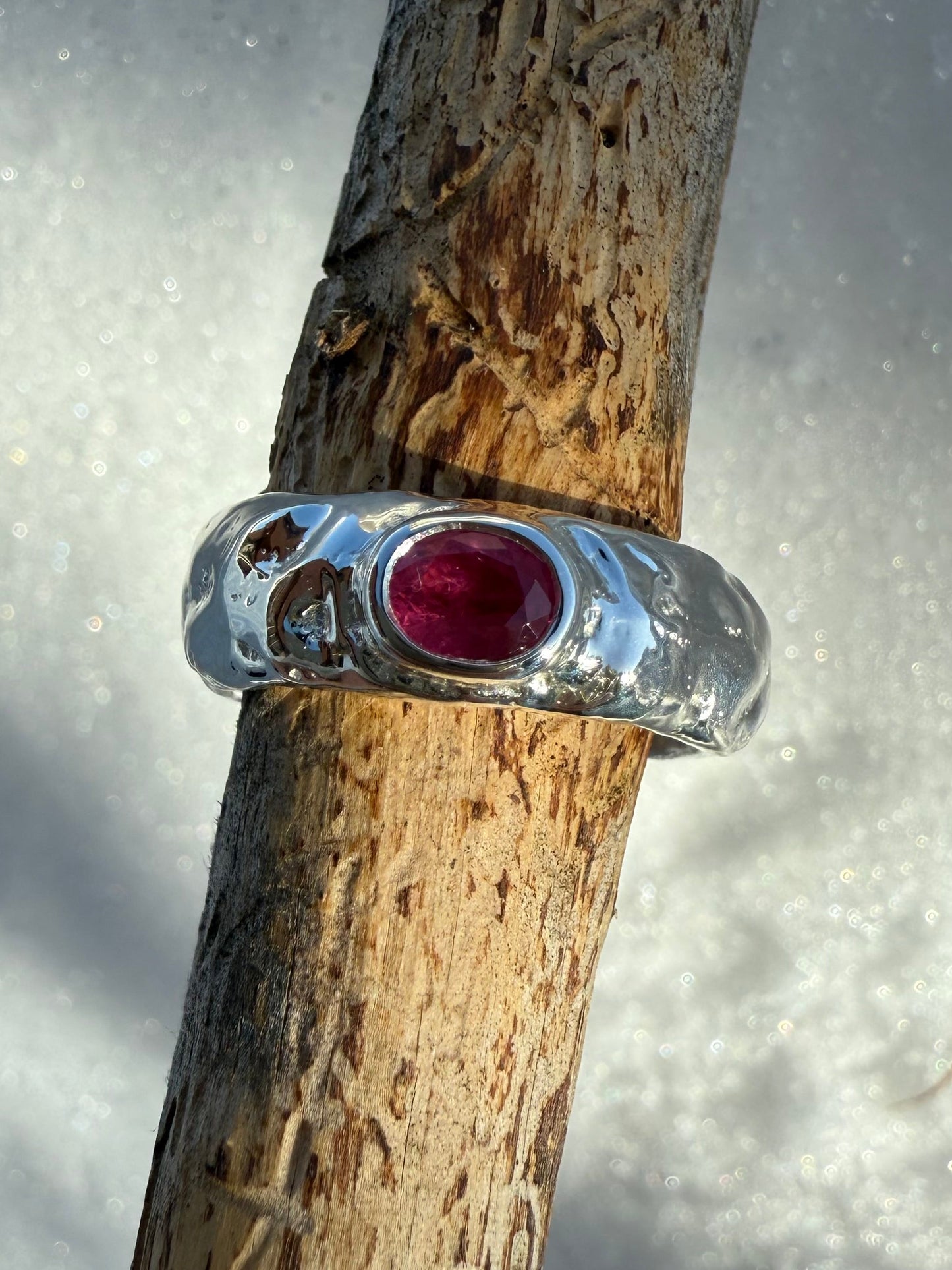 Anneaux brutus Rubis Naturel