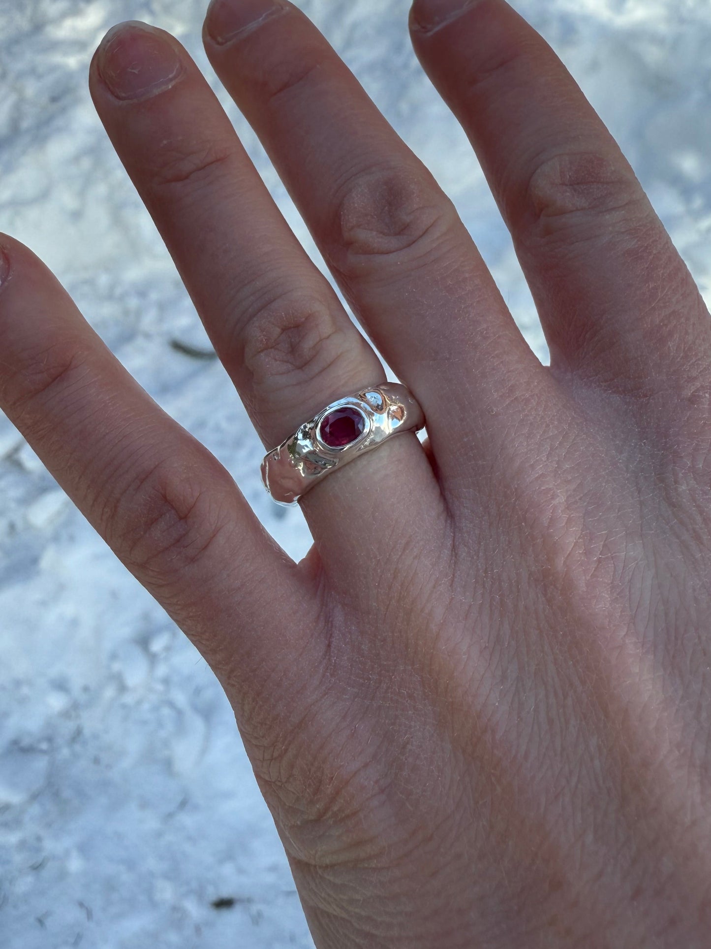 Anneaux brutus Rubis Naturel