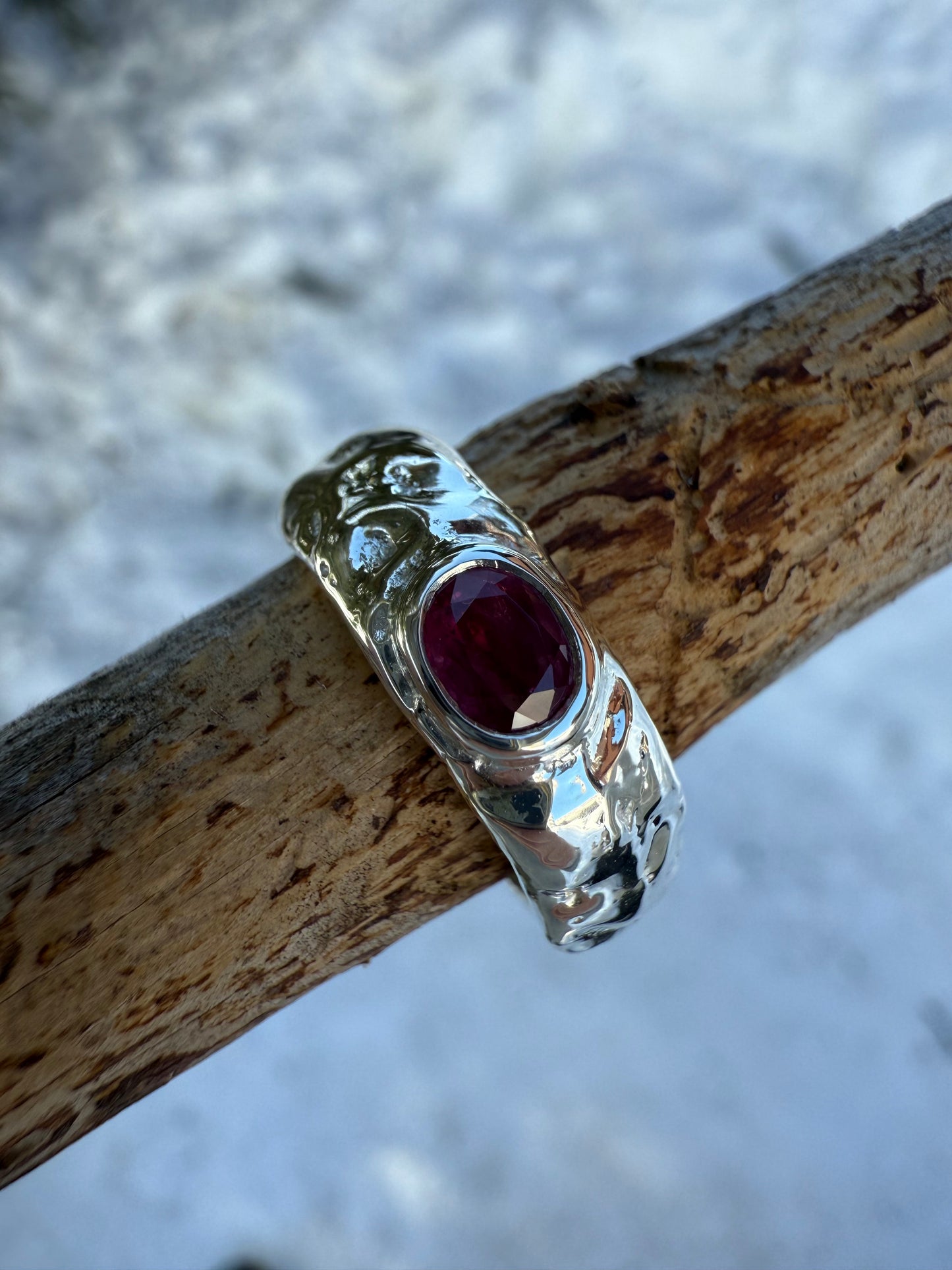 Anneaux brutus Rubis Naturel